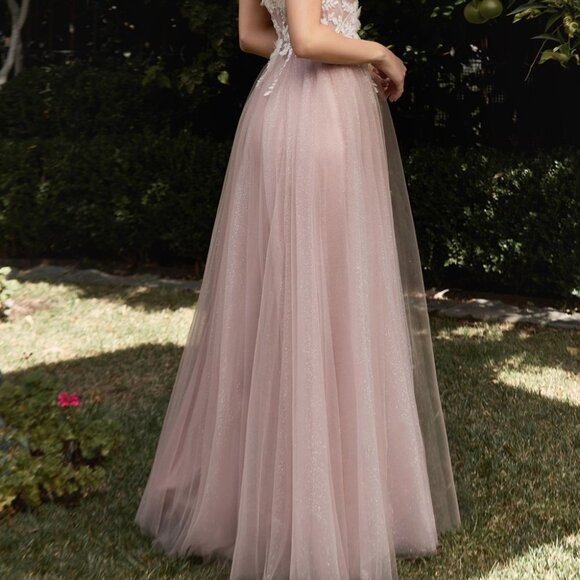 new Mauve color PROM PARTY FORMAL EVENING LONG MAXI FLORAL A-LINE GOWN CD075 - Picture 7 of 9